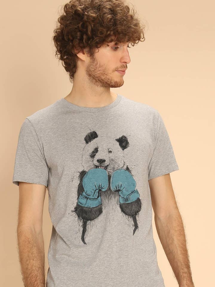 The Winner Panda Heather Grey T-shirt for wholesale by Wooop