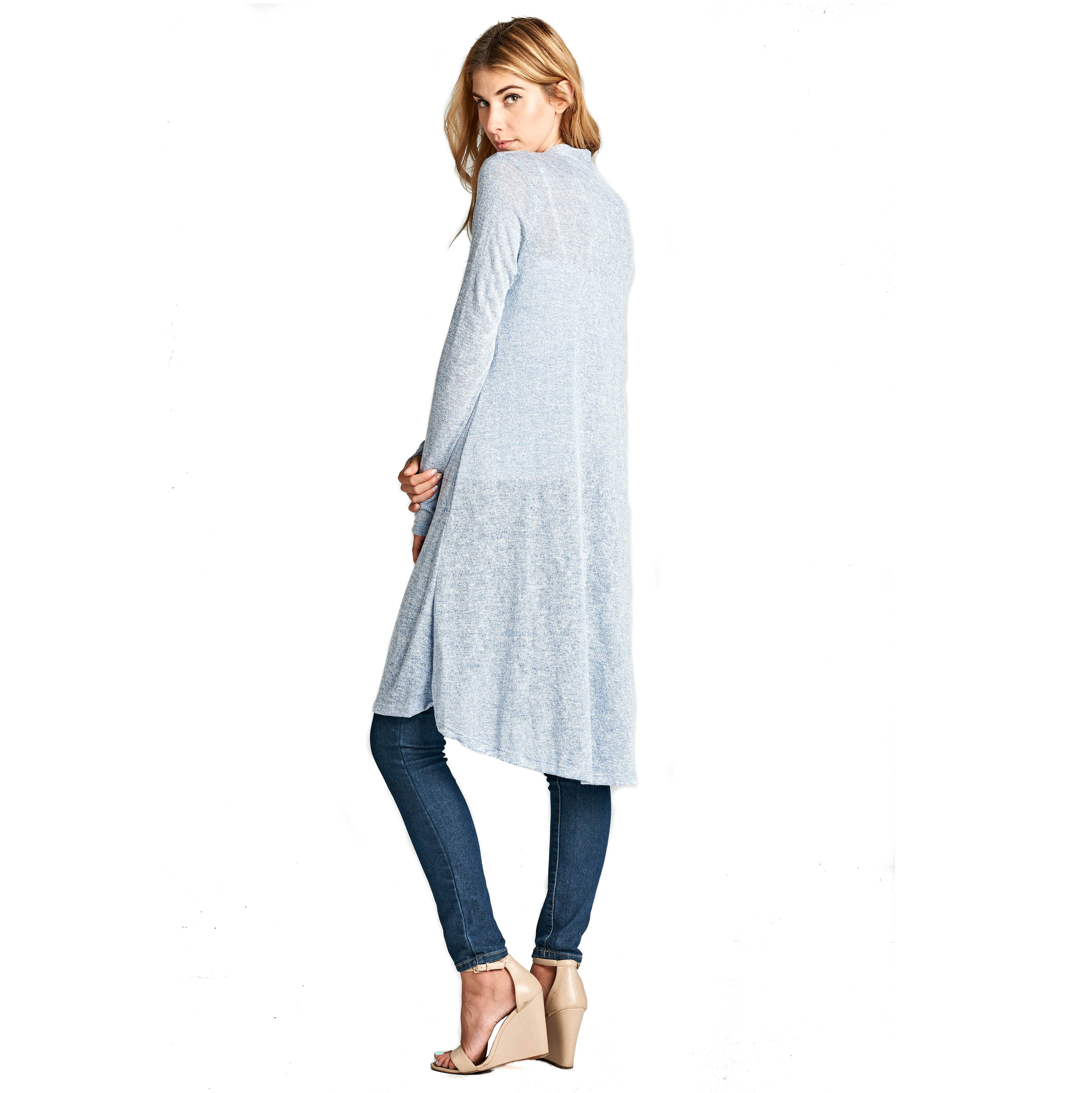 LKLUV - Wholesale Cardigan - Women's - Made in USA - Lightweight Open Front Classic Long Cardigan2