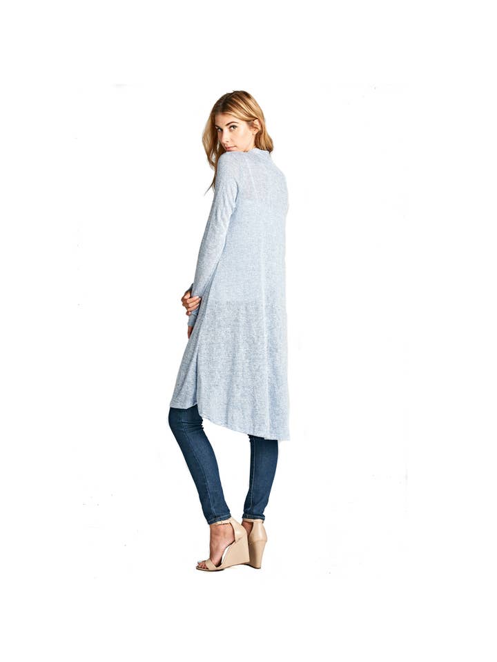 LKLUV - Wholesale Cardigan - Women's - Made in USA - Lightweight Open Front Classic Long Cardigan2