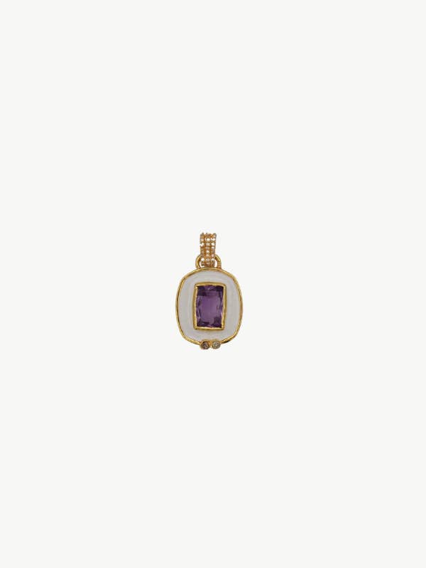 Emerald Cut Enamel Charm - Amethyst for wholesale by Harvest Jewels