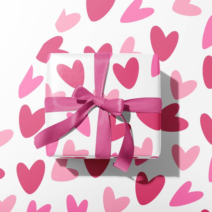 Valentine Hearts - Pink and Red Wrapping Paper (Rolled Shee for wholesale by PunchyStuff Studio