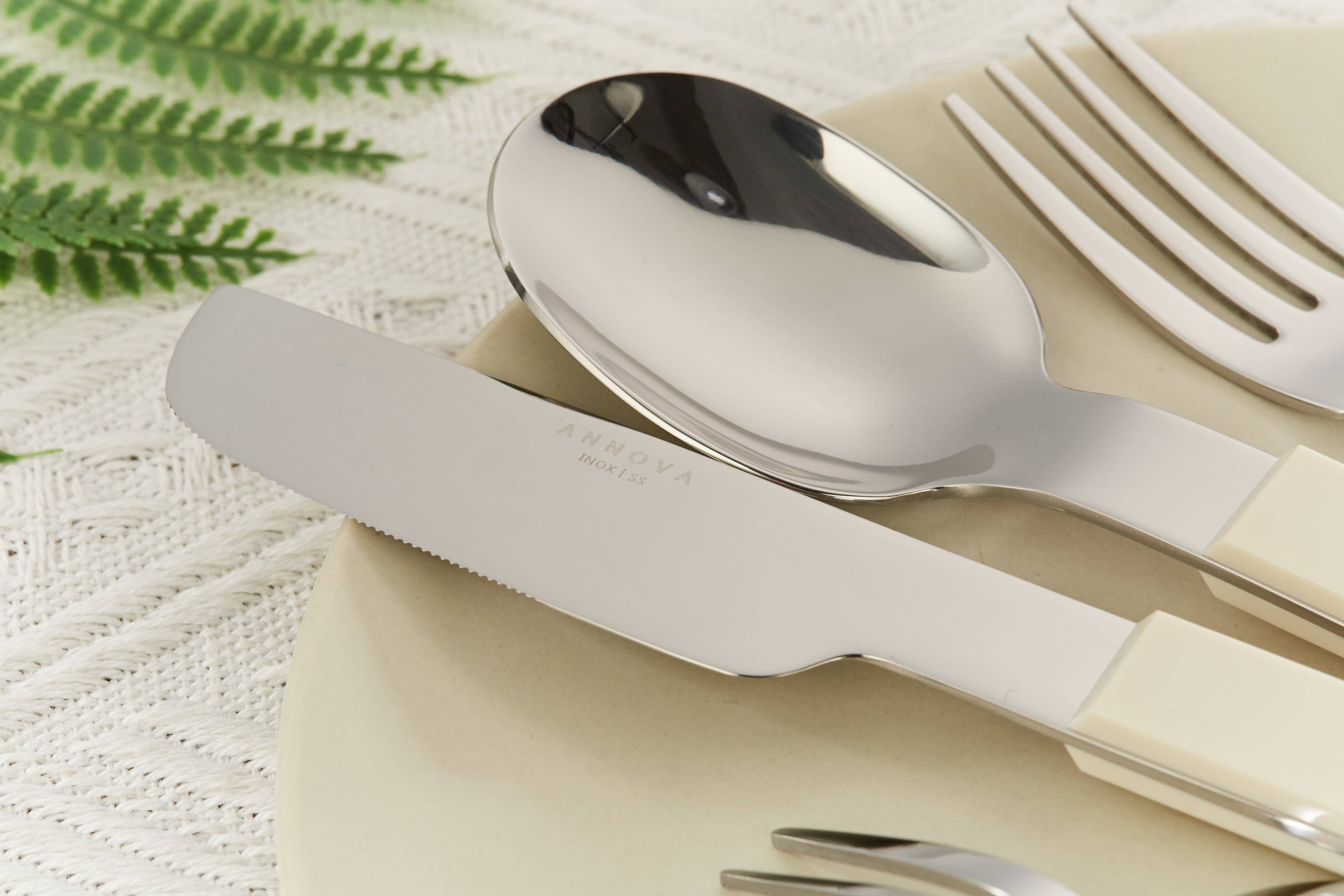 ANNOVA - Wholesale Flatware Set - ANNOVA Block Handle Silverware Set 20 Pieces Color Modern Style Flatware29