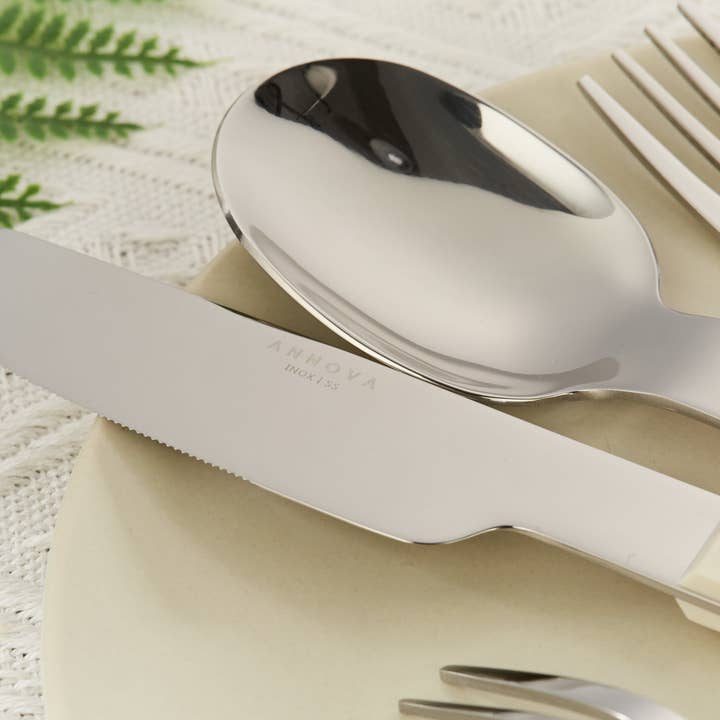 ANNOVA - Wholesale Flatware Set - ANNOVA Block Handle Silverware Set 20 Pieces Color Modern Style Flatware29