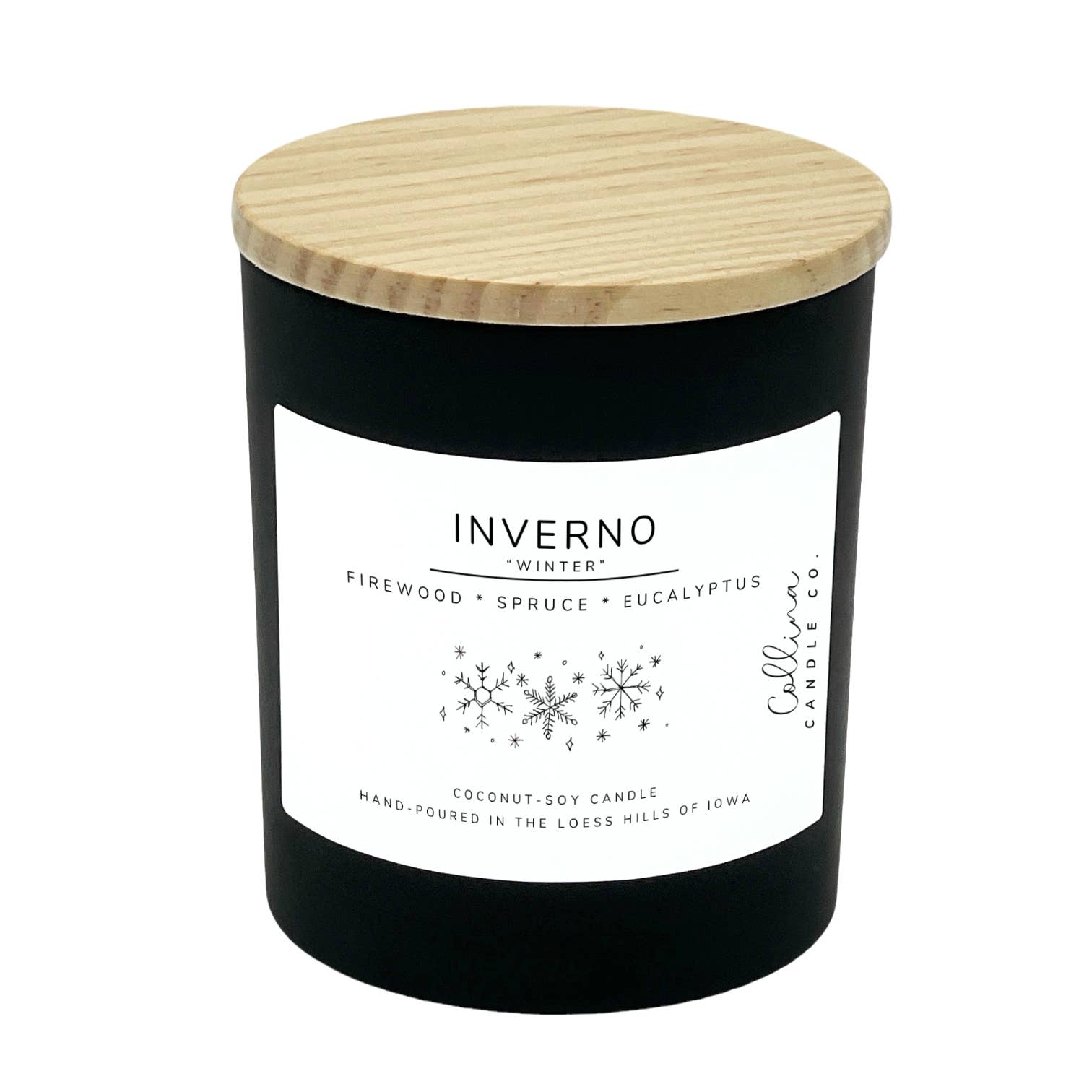 Collina Candle Co., LLC - Wholesale Jar/Filled Candle - Inverno 10.5 oz Christmas Coconut-Soy Candle Smoky Spruce1