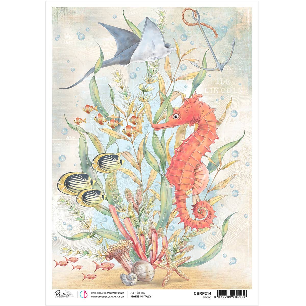 Ecstasy Crafts Distributing - Wholesale Craft Supplies - Ciao Bella Rice Paper A4 The Seahorse0