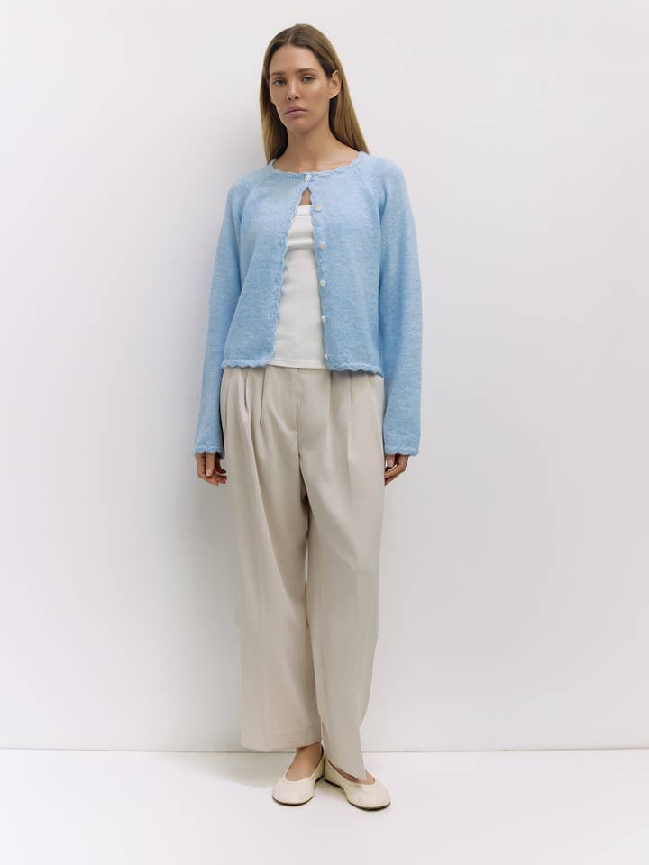 The Tiffany Cardigan | Scallop Edge Cardigan for wholesale by All Row
