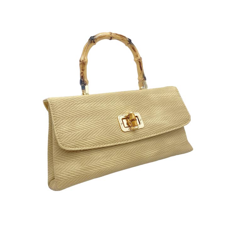Belle Trading Ltd - Wholesale Top Handle Bag - Women's - Belle Turn Lock Bamboo Handle Evening Bag7