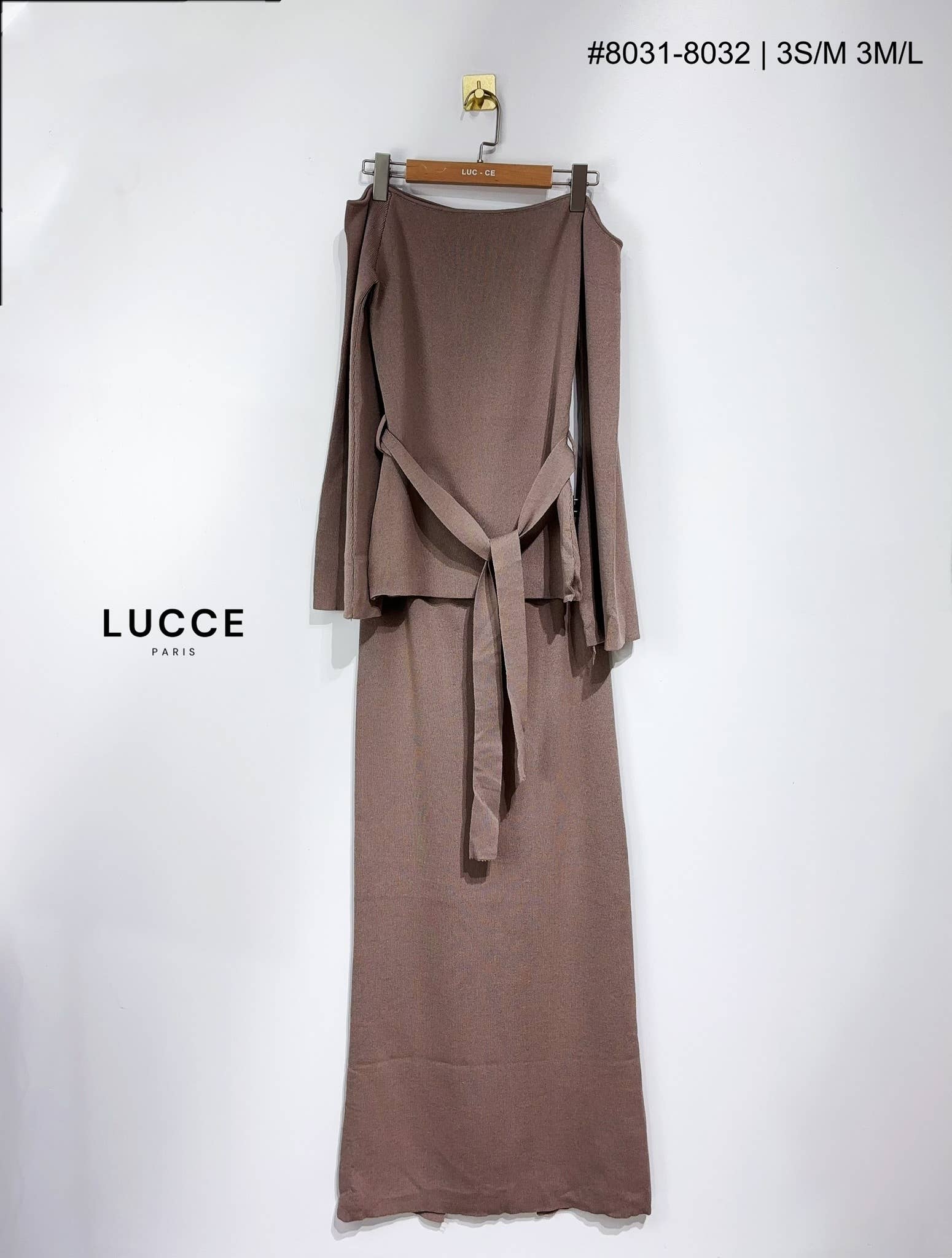 LUCCE - Wholesale Top & Skirt Set - Women's - Knit sweater and long skirt set - ENS8031-81327