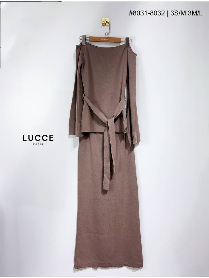 LUCCE - Wholesale Top & Skirt Set - Women's - Knit sweater and long skirt set - ENS8031-81327