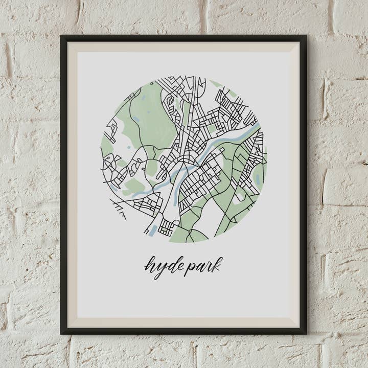 Hyde Park, Boston Map Print for wholesale by Sophie Kaplan