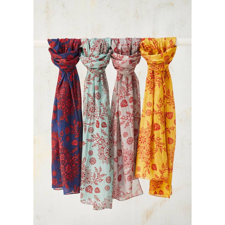 Namaste - Wholesale Scarf - Women's - Nitara Floral Printed Cotton Scarf