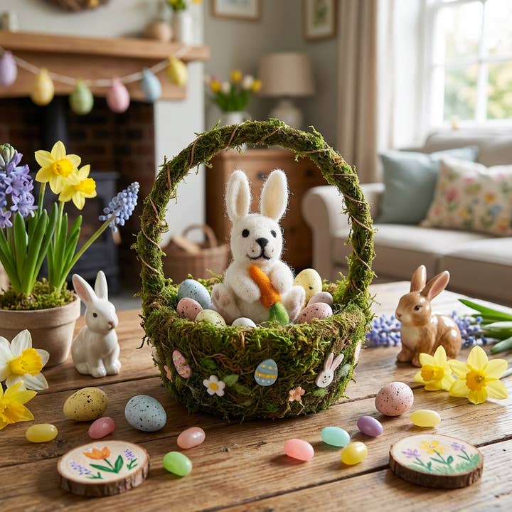 Felt So Good - Vente Objets de décoration - Décoration de Pâques en feutre à suspendre à la main avec lapin à6