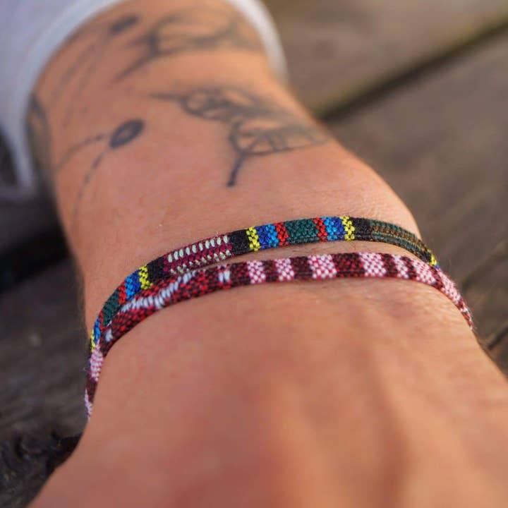 Made By Nami – wholesale Woven/braided bracelet – 2x Surfer Bracelet - Wine Red & Aztec3