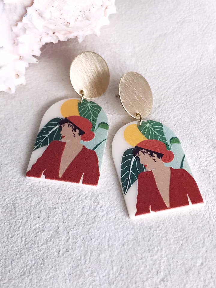 Brincos rosto boho tropical beachy - Island Girl por atacado de Pearl and Ivy Studio