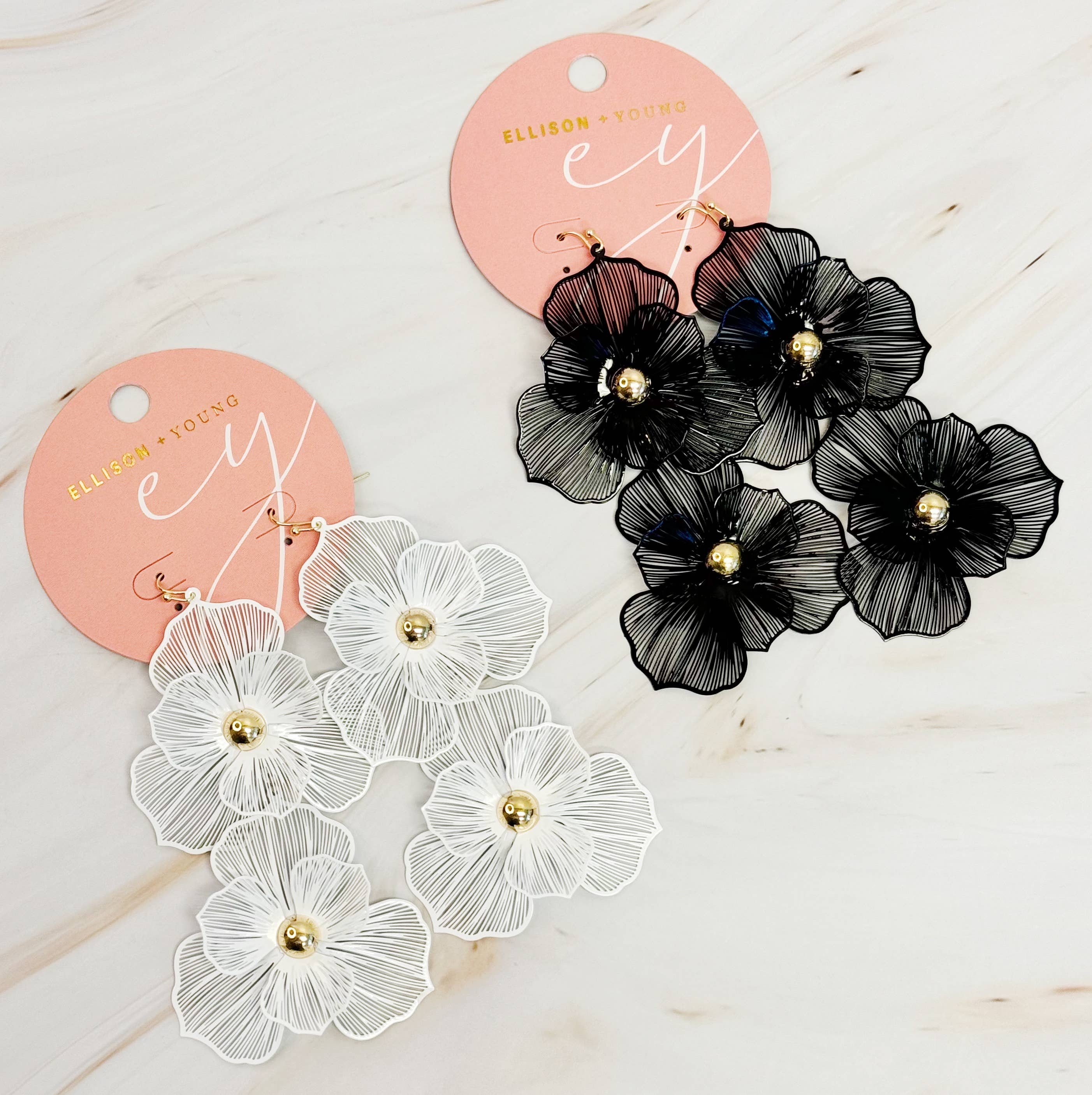 Ellison+Young - Wholesale Dangle Earrings - Royal Garden Double Bloom Earrings3