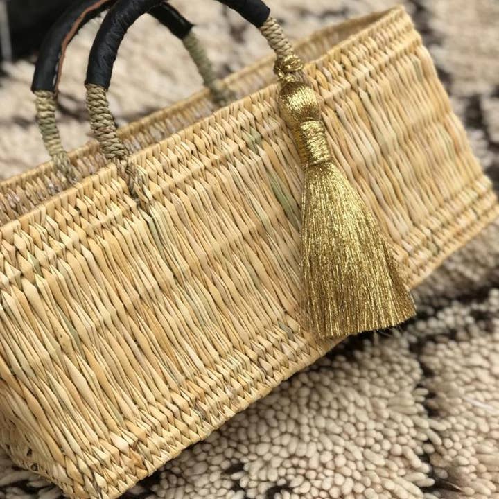 martitec - Wholesale Basket - Palm Leaf Basket with Leather Handles