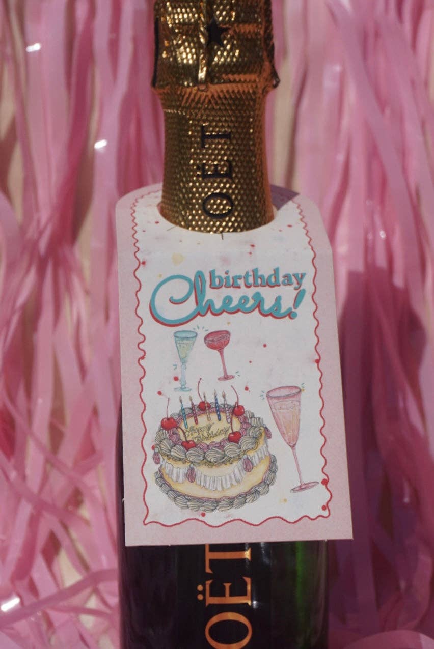artxnikki - Wholesale Gift tag - "Birthday Cheers!" Champagne Bottle Tag5