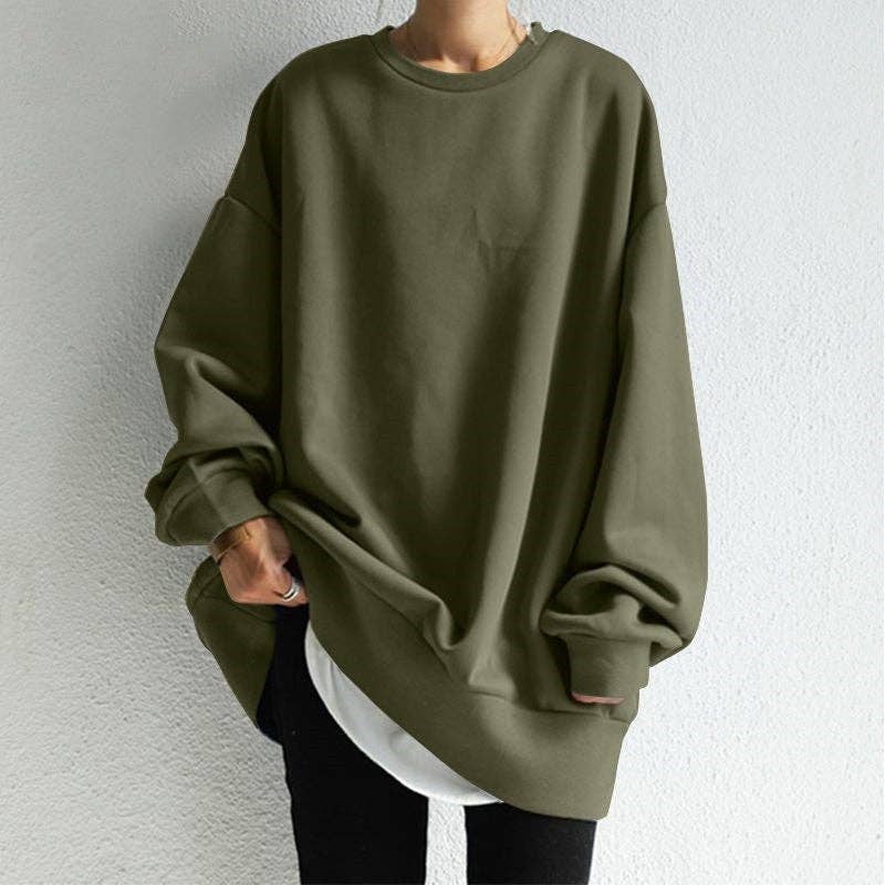 UZ Wholesale Store - Wholesale Sweatshirt - Women's - Loose Fit Round Neck Solid Color Sweater4