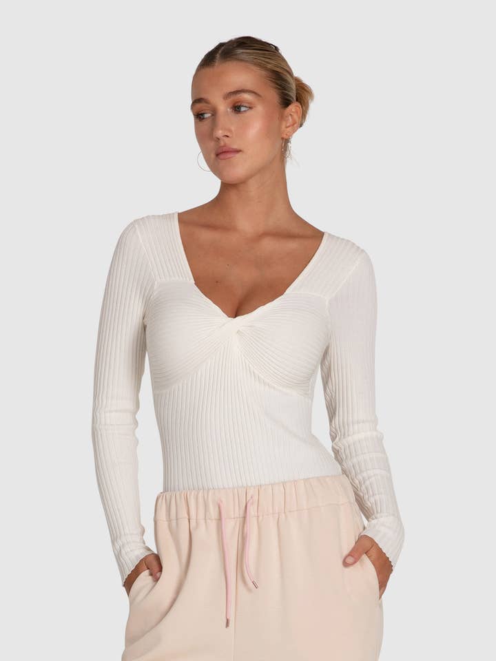 Think Twice romper met lange mouwen - Ivoor voor wholesale door belle & bloom