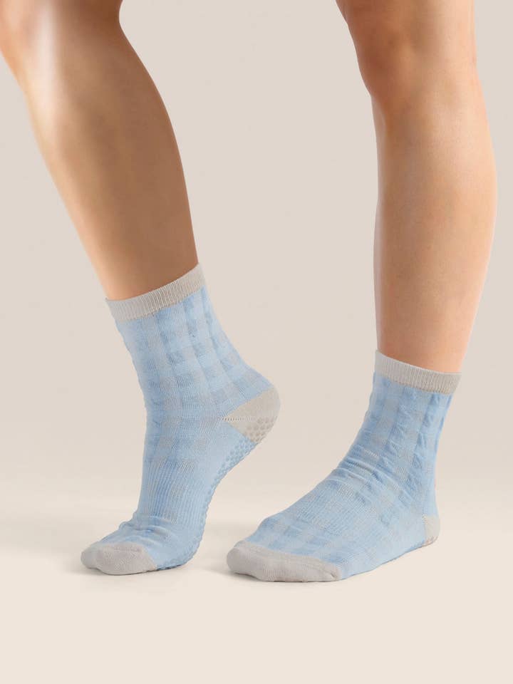 Crew Non Slip Grip Socks - Bluebelle Gingham for wholesale by MoveActive