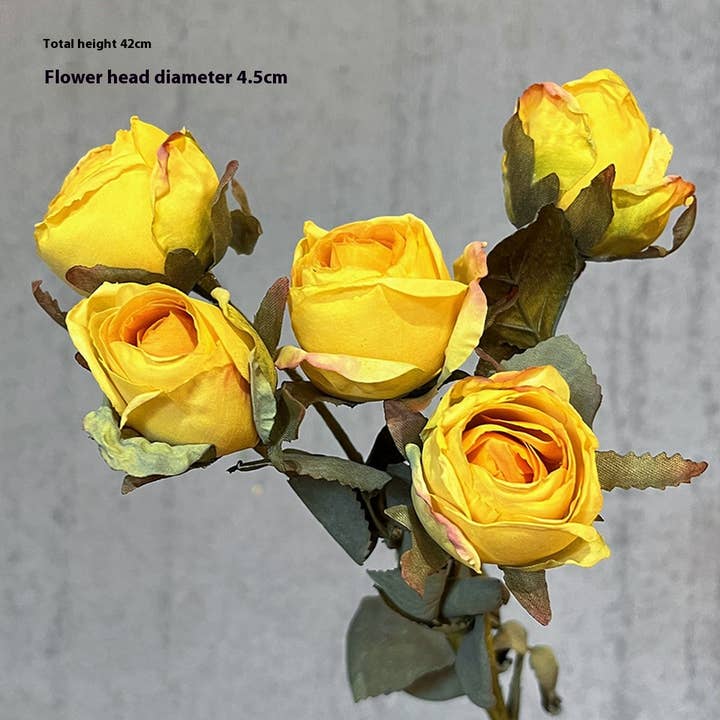 ACCITY - Wholesale Artificial Flowers - High-End Burnt Edge Rose Bouquet for Table Decor_CWMM65883