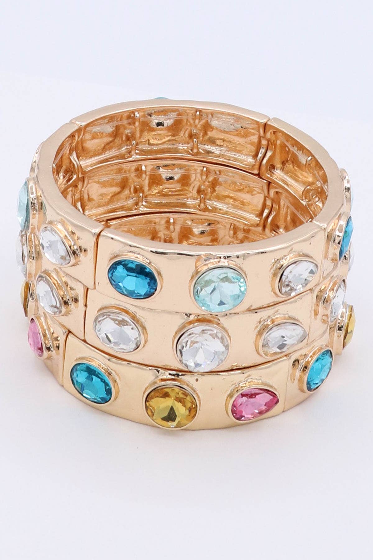 Mint & Shine - Vente Bracelet jonc - Bracelet extensible en métal avec cristaux facettés2