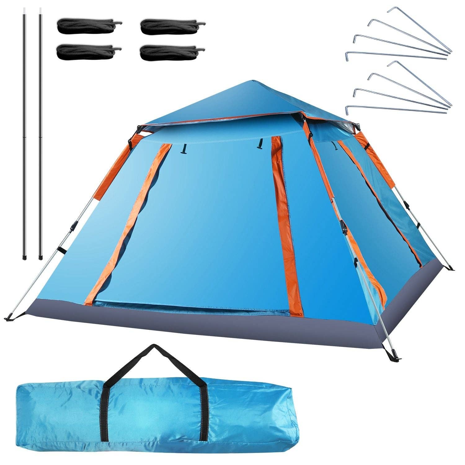 Hard Rock Health Stores - Wholesale Tent - 4-5 Person Camping Tent Outdoor Foldable Waterproof Tent with 2 Mosquito Nets Windows Carrying Bag for Hiking Climbing Adventure Fishing17