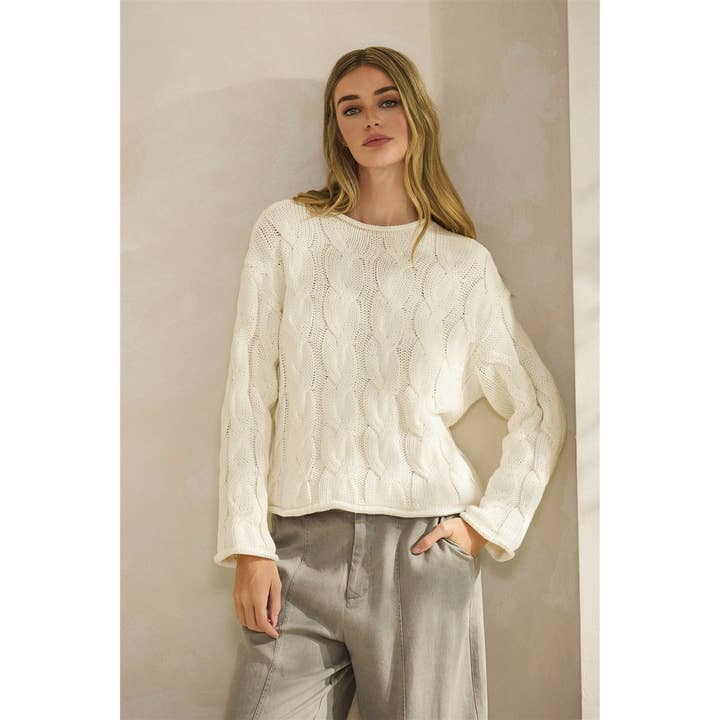 Honey Mango - Wholesale Knit Sweater - Women's - Cable knit sweater