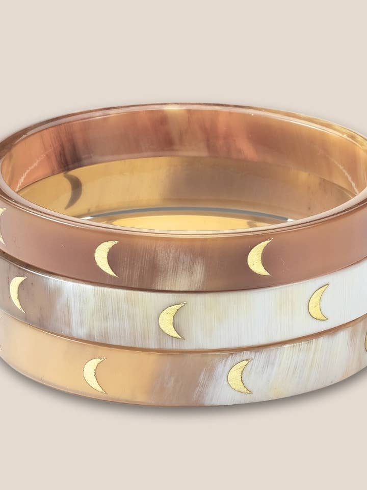 Pulseira de chifre 10mm luas douradas 01 por atacado de JolieJulie-MaLune-VentiLLo