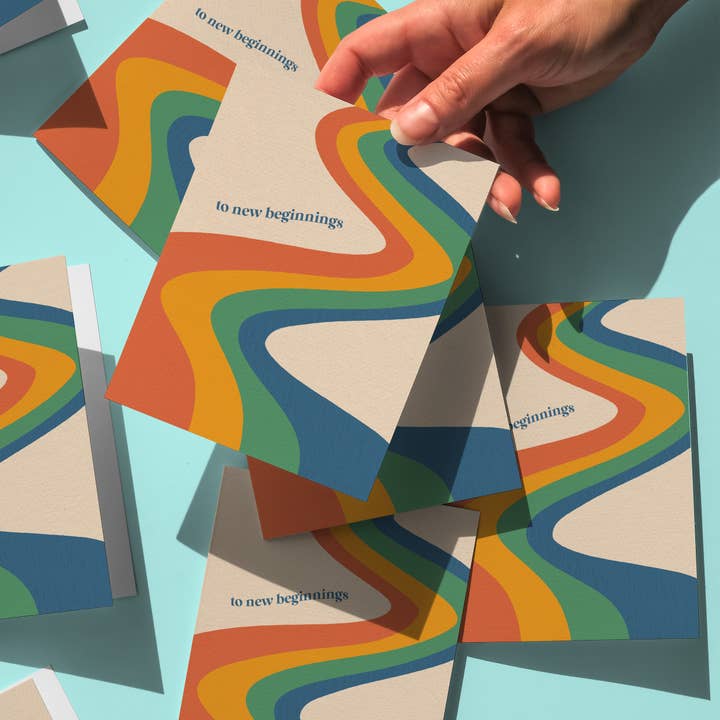 To New Beginnings Congratulations Greeting Card for wholesale by Lucky Dog Design Co.