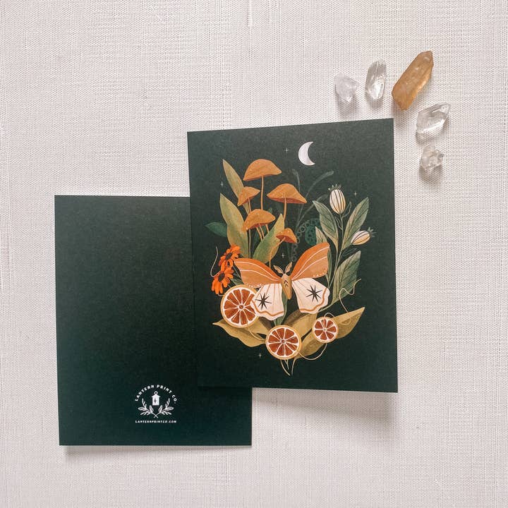 Lantern Print Co. - Wholesale Everyday Greeting Card - Moth and Mushrooms Greeting Card