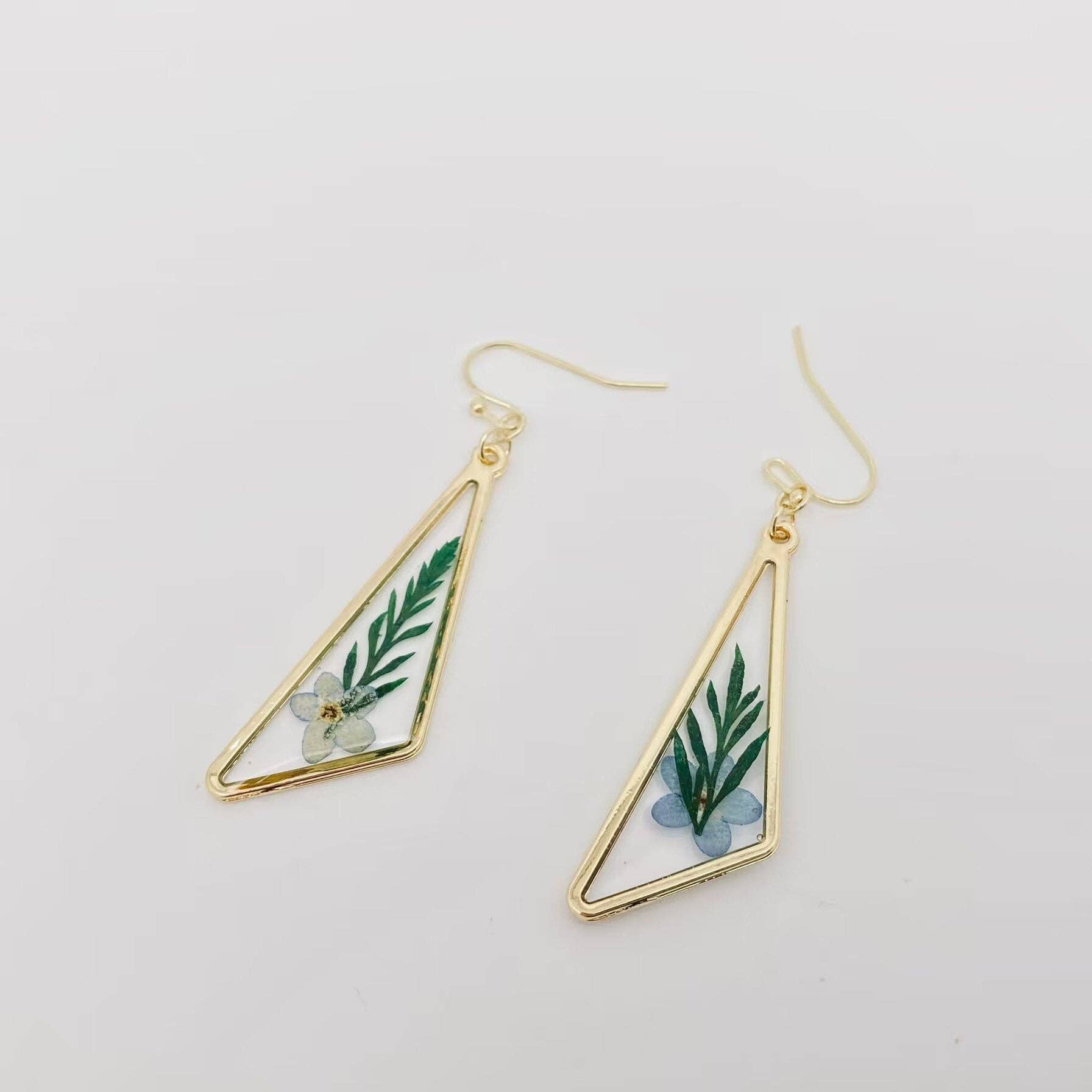 Mio Queena - Wholesale Dangle Earrings - Dried Flower Myosotis Sylvatica Pressed Plant Earrings - PDF2