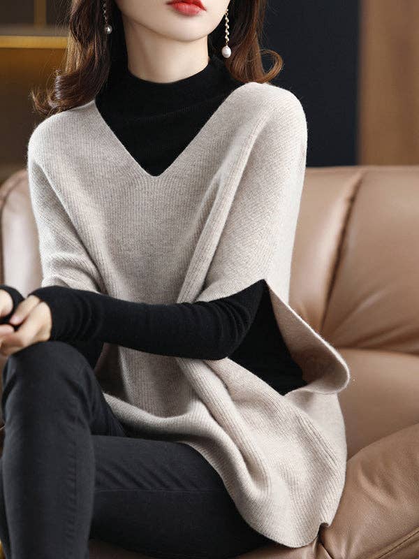 Plush Looks – wholesale Väst - Dam – Avslappnad ärmlös lös enfärgad V-ringad västtopp6