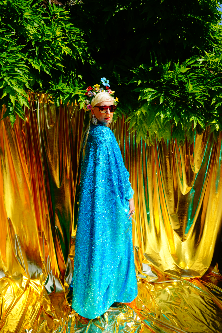 Fumbalinas – wholesale Kaftan – Women's – Turquoise Holographic Sequin Maxi Kaftan Gown / Kimono Robe16