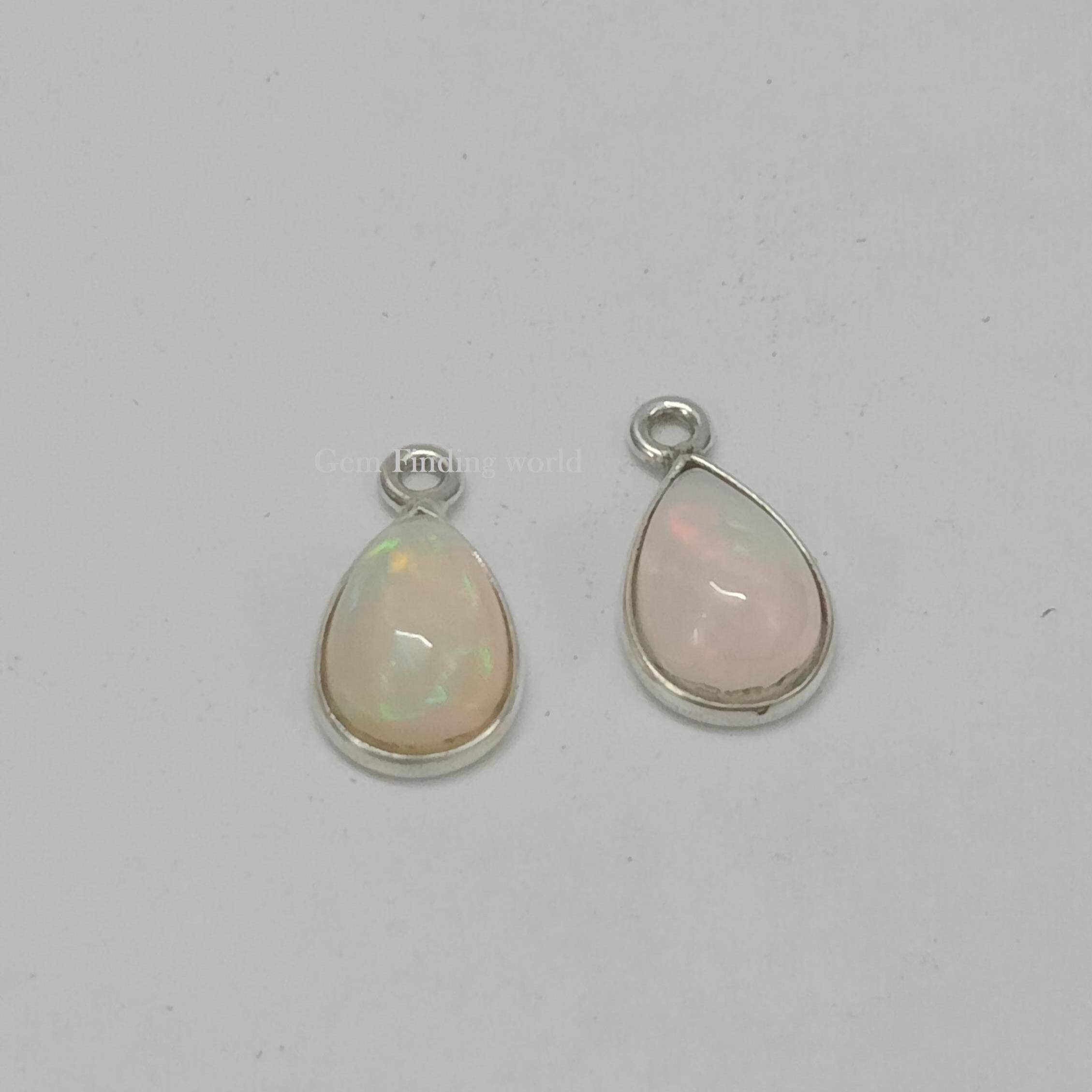 Rishi Jewelry – wholesale Individual charm/pendant – Ethiopian Opal Gemstone Charm Pendant Silver Connector1