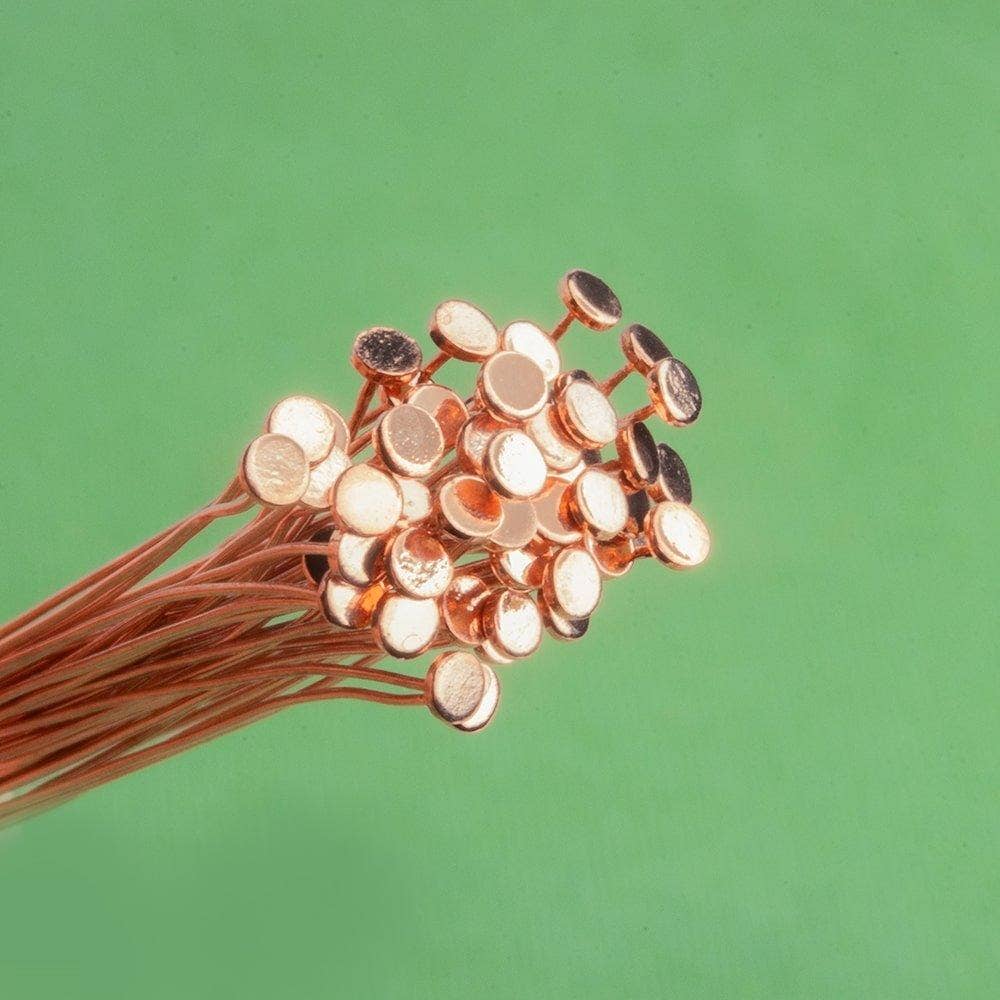 The Bead Traders – material para artesanato por atacado – Pino de cabeça em cobre de 2 polegadas com cabeça circular plana 28 gauge 22 peças1