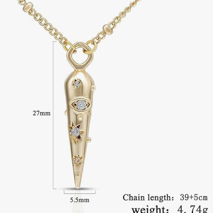 HoopLa - Wholesale Pendant/Charm Necklace - Cornicello horn 14K Steel -evil eye-Charm Necklace 3