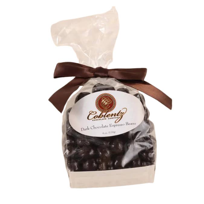 Coblentz Chocolate Company - Wholesale Chocolate Covered Sweets - Dark Espresso Beans Bag With Bow