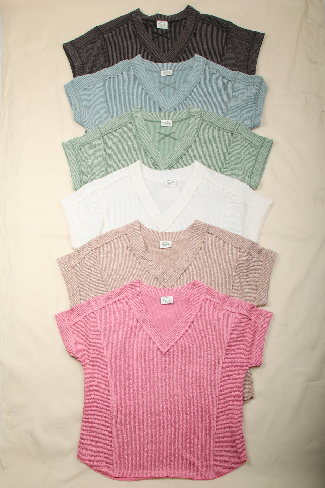 VERY J – wholesale Knit top – Women's – NT12075-Soft Two Tone Casual Comfy Ribbed Knit Top35