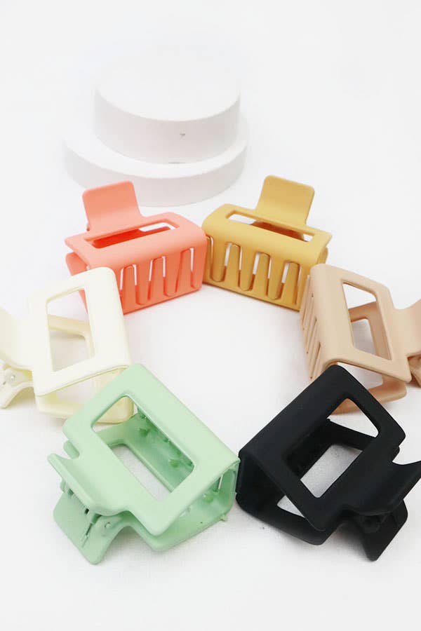 MIX COLOR Small Matt Cut Out Rectangle Hair Claw for wholesale on Faire1