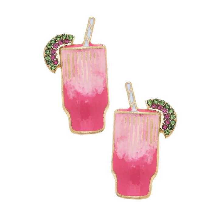 Canvas Style - Wholesale Stud/Post Earrings - Cusco Pave Cocktail Stud Earrings in Pink