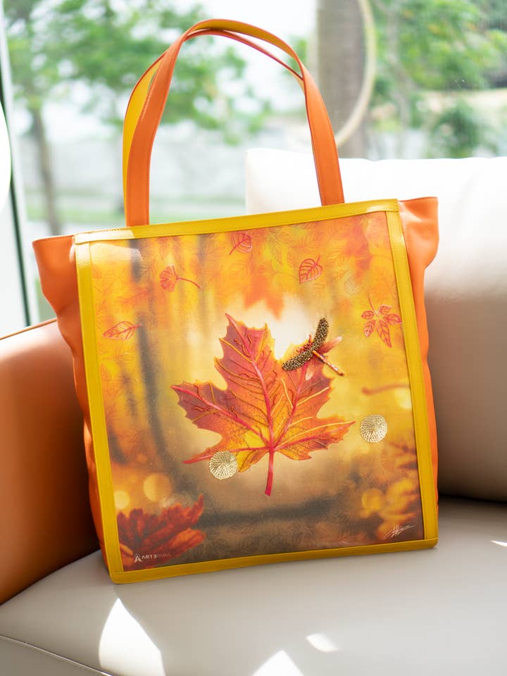 Hand-embroidered Maxi Tote Autumn for wholesale by The Folklore