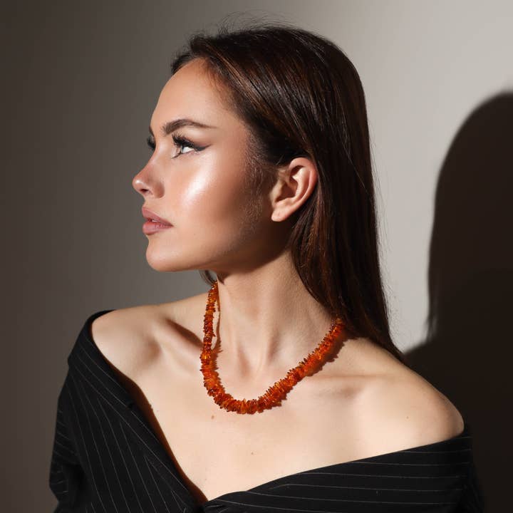 Collar de cuentas de ámbar pulido con chip de coñac para adulto para venta al por mayor de The Natural Amber