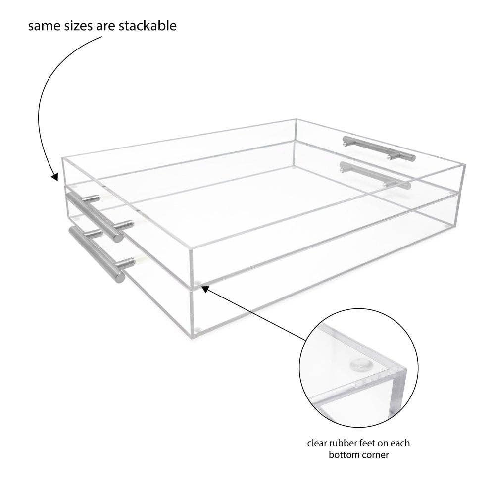 Isaac Jacobs International - Wholesale Serving Tray - Isaac Jacobs Clear Acrylic Serving Tray with Metal Handles38