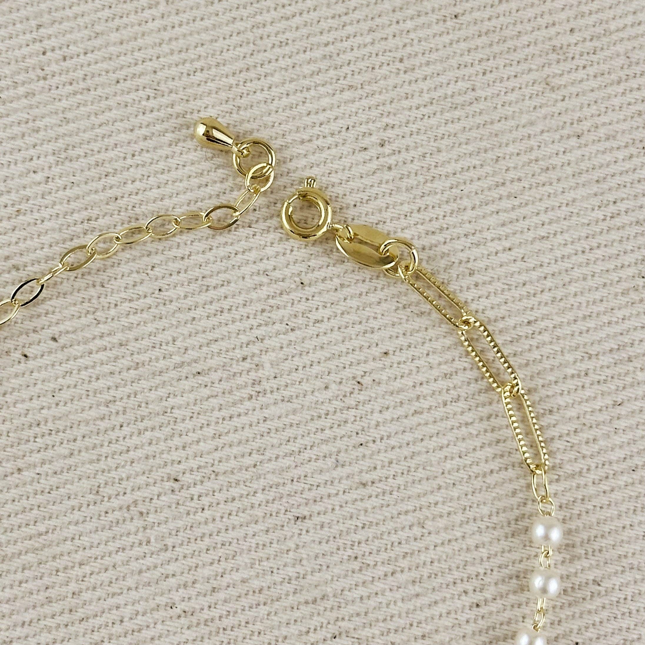 GoldFi - Wholesale Link & Chain Bracelet - 18k Gold Filled Diamond Cut Paperclip & Pearls Bracelet4