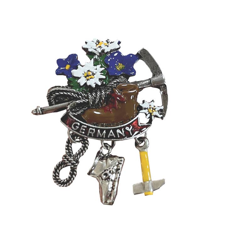 European Heritage Gifts - Wholesale Lapel Pin/Button - Oktoberfest German Hiking Theme Metal Hat Pin with "Germany"