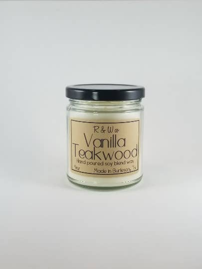 Candele Vanilla Teakwood per la vendita all'ingrosso da parte di R&W Company LLC