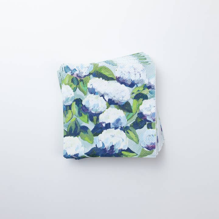 Serviettes à cocktail (lot de 20) - Hortensia pour la vente par Kim Hovell Art