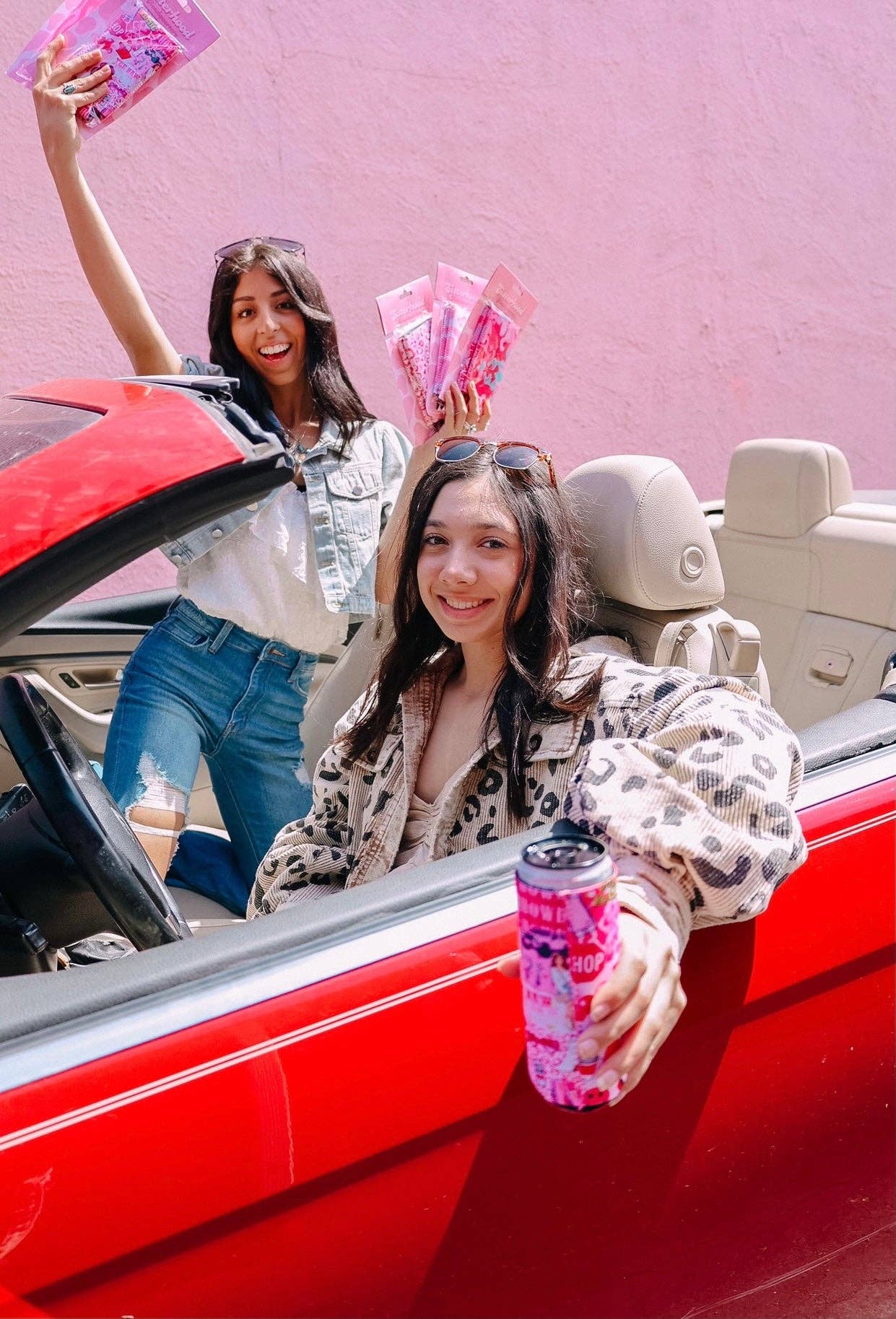 The Front Porch Label - Wholesale Drink Huggers & Koozies - Pink Leopard Tall Coozie 2-Pack4