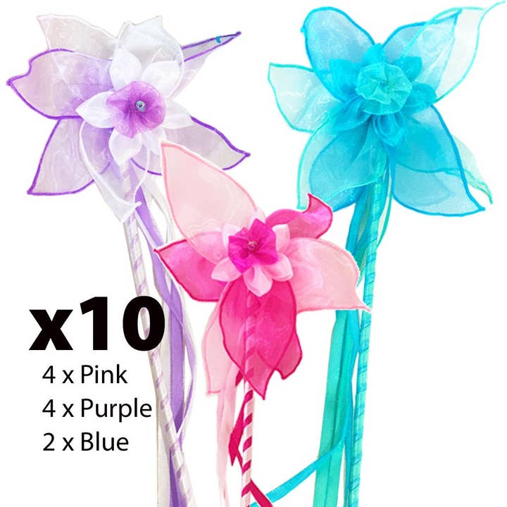 Handmade Fairy Wand x 10 mixed colours for wholesale by Lets dress up